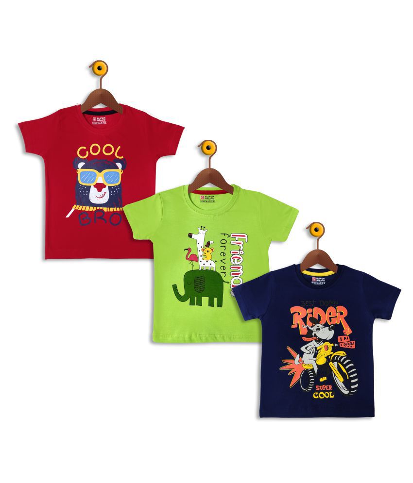     			Supersquad Baby Boys Graphic Print Pure Cotton T Shirt (Multicolor, Pack of 3)