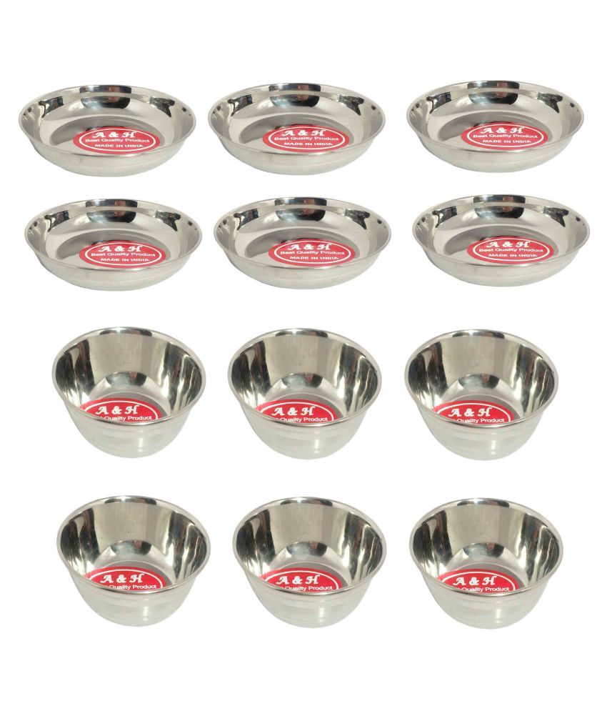     			A & H ENTERPRISES 12 Pcs Stainless Steel Cereal Bowl 150 mL