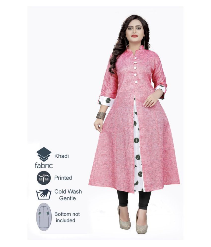     			Rangrasiya - Pink Cotton Blend Women's Flared Kurti