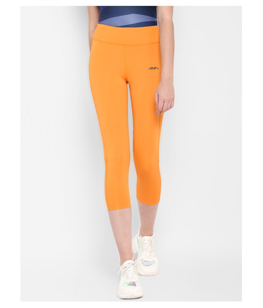     			Alcis Orange Polyester Solid Tights