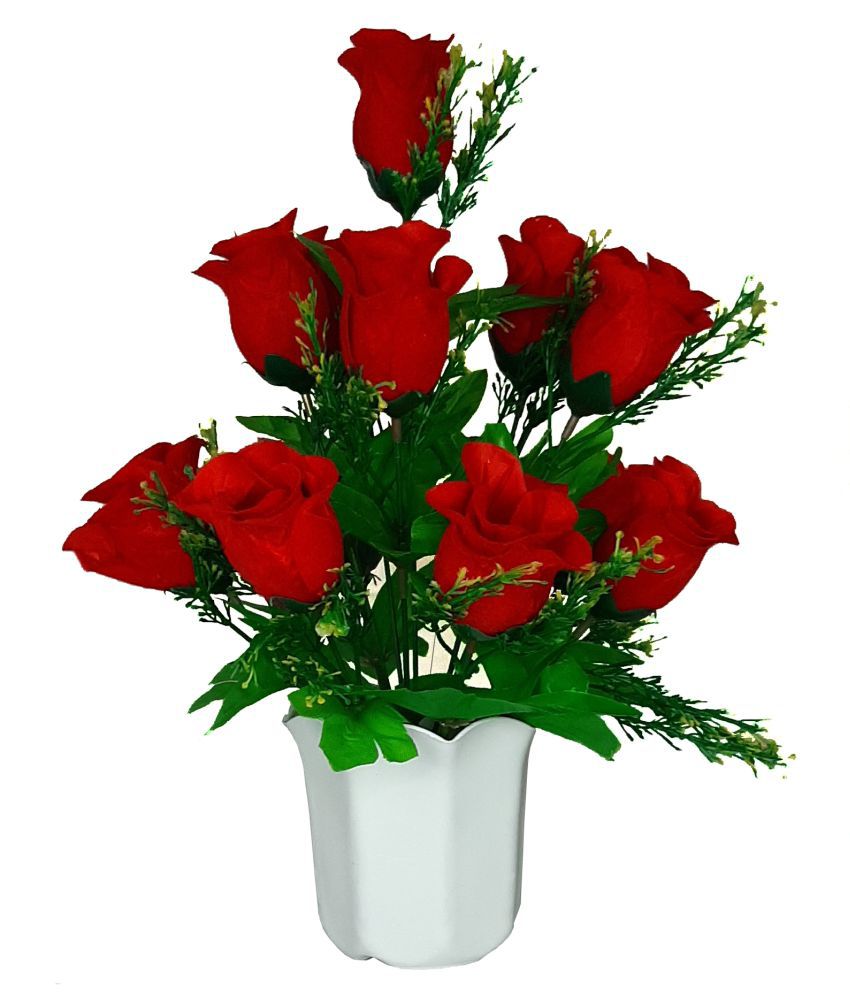     			CHAUDHARY FLOWER Rose Red Flowers With Pot - Pack of 1