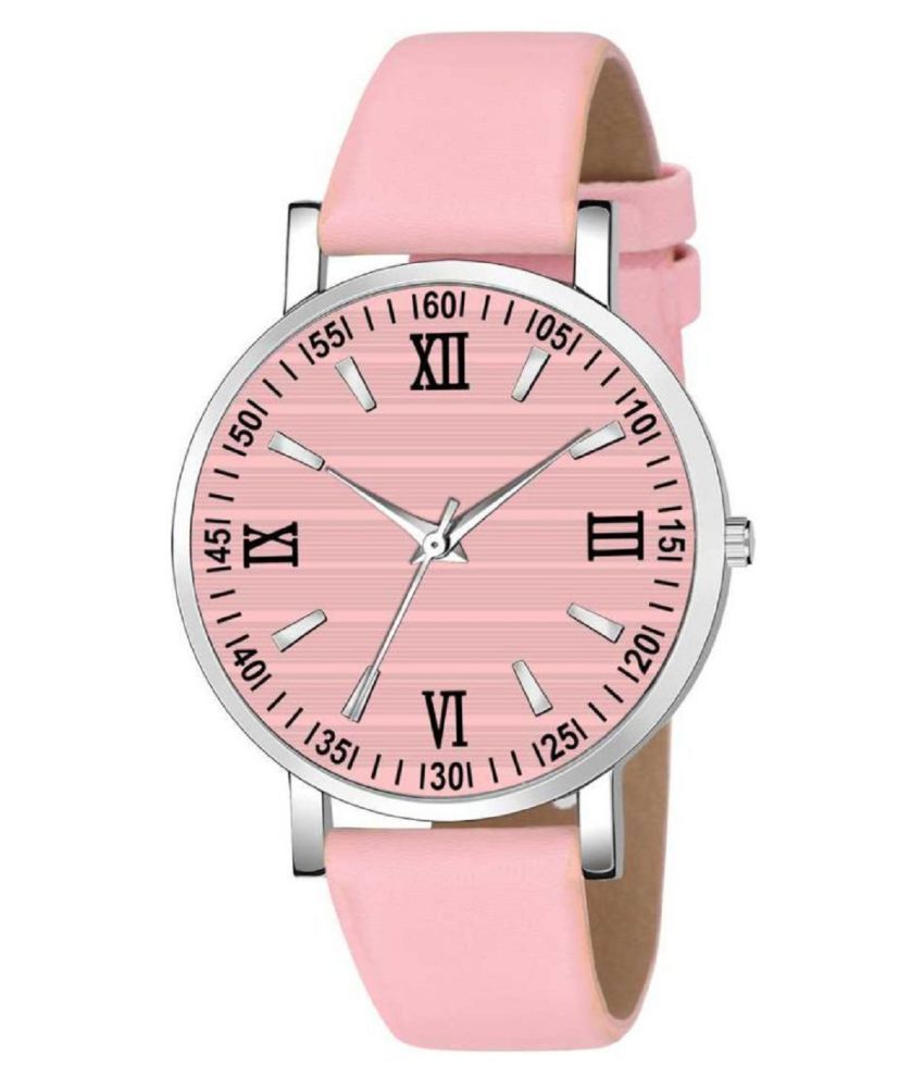     			newmen - Pink Leather Analog Womens Watch