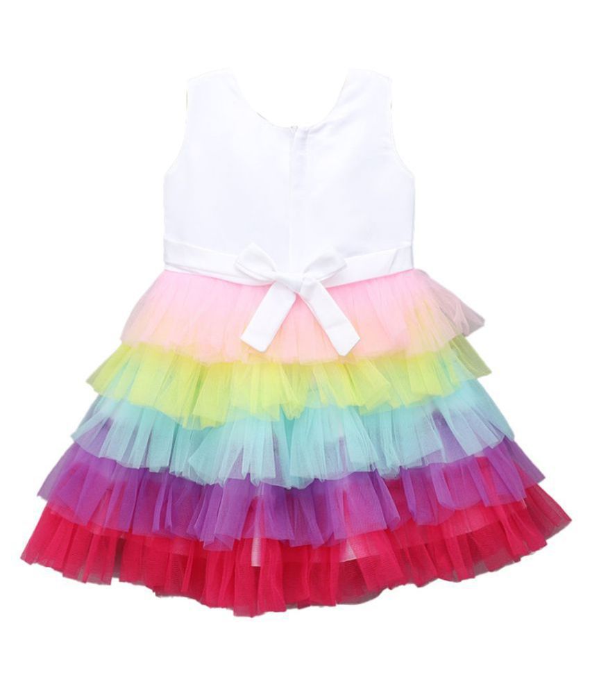 Hopscotch Girls Cotton Sleeveless Unicorn Party Dress in White Color ...