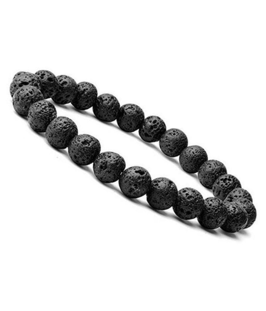 Natural 8mm Lava Stone Healing Crystal Stretch Beaded Bracelet