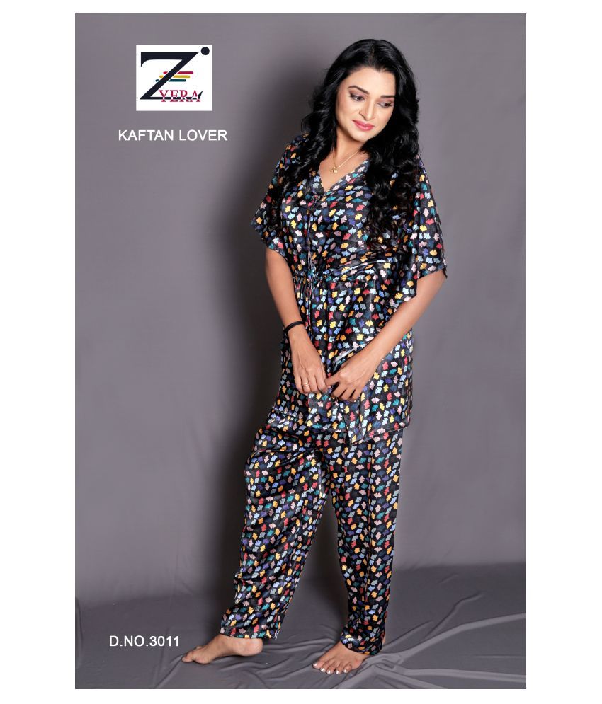 black silk night suit