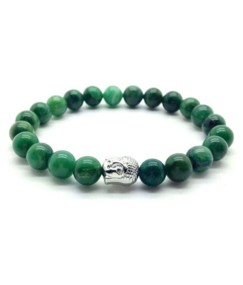     			8mm Green Jade With Buddha Natural Agate Stone Bracelet