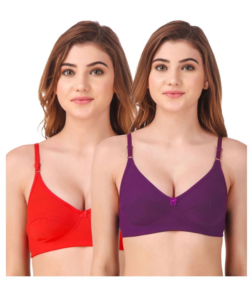     			Fasense Pack of 2 Cotton Non Padded Women's T-Shirt Bra ( Multi Color )