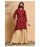 Juniper - Maroon Rayon Women's Asymmetrical Kurti ( Pack of 1 )