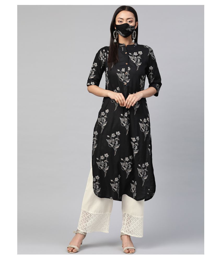     			Juniper - Black Rayon Women's Straight Kurti ( Pack of 1 )