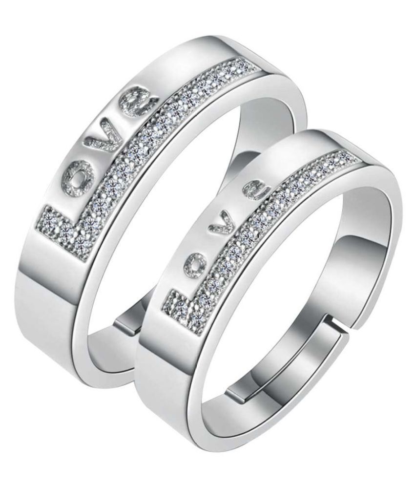     			Paola Adjustable Couple Rings Set for lovers,silver plated ring simbol of love decorated of diamond Valentine Gift Sets for men and women.