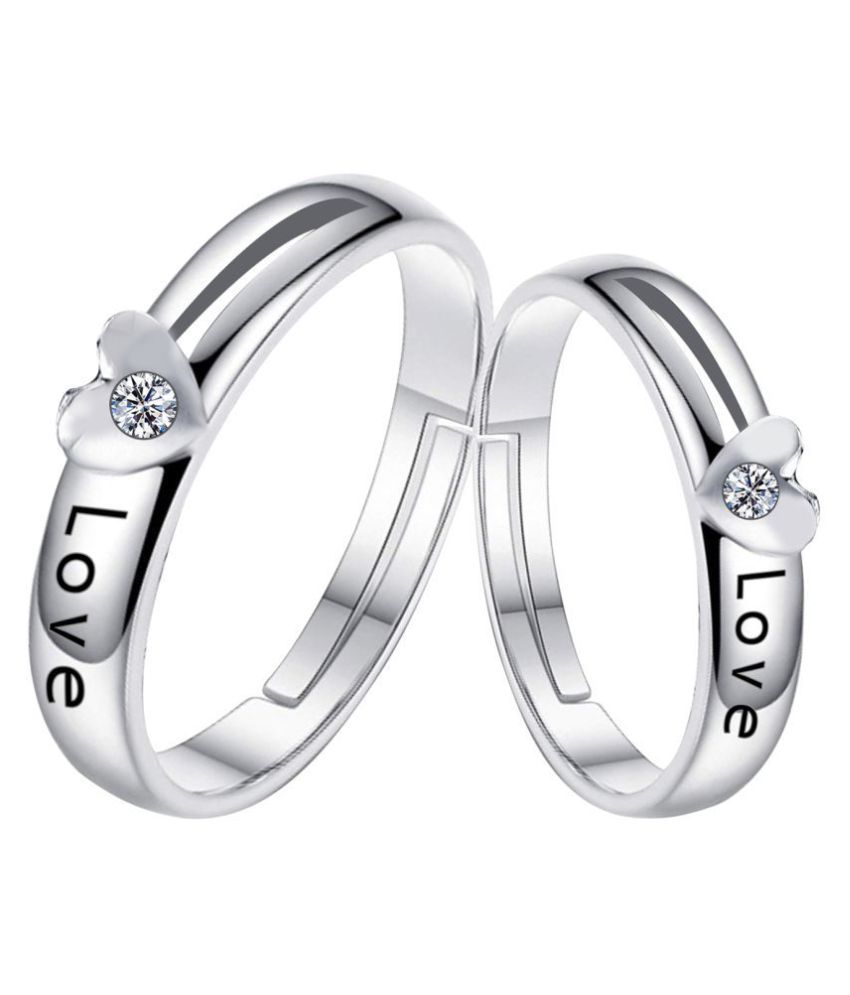     			Paola  Adjustable Couple Rings Set for lovers Silver plated Elegant LOVE  Solitaire Diamond couple ring For Men And Women Jewellery