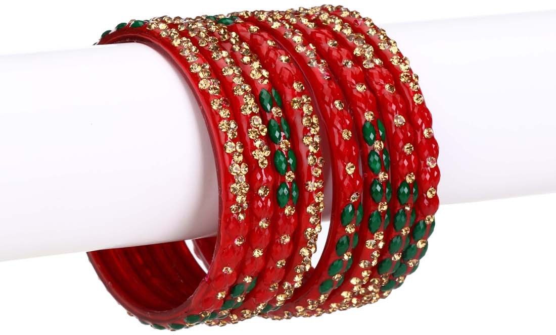     			Somil Designer Set Of Bangle For Party And Daily Use, Glass, Ornamented-DK95