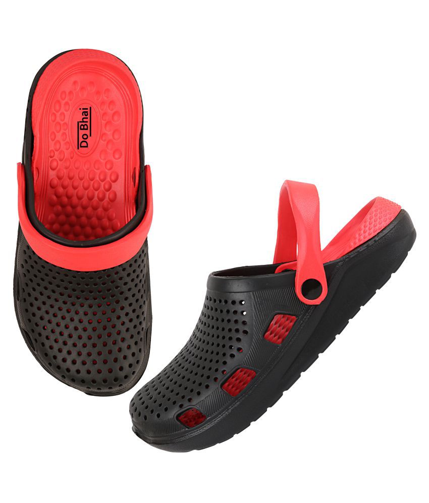 Do Bhai Black Rubber Floater Sandals