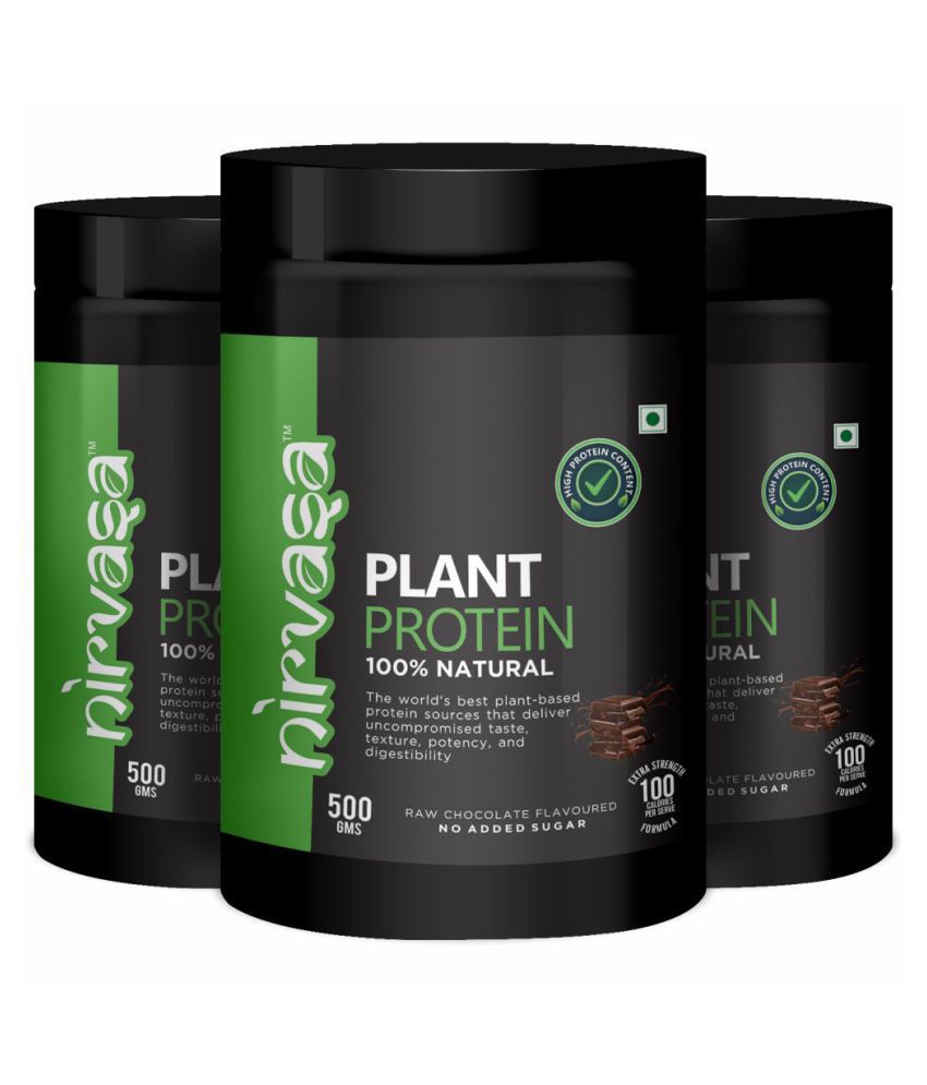 Nirvasa Plant Protein for Men & Women 1500 gm Powder Pack of 3
