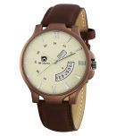 Om Collection - Brown Leather Analog Men's Watch