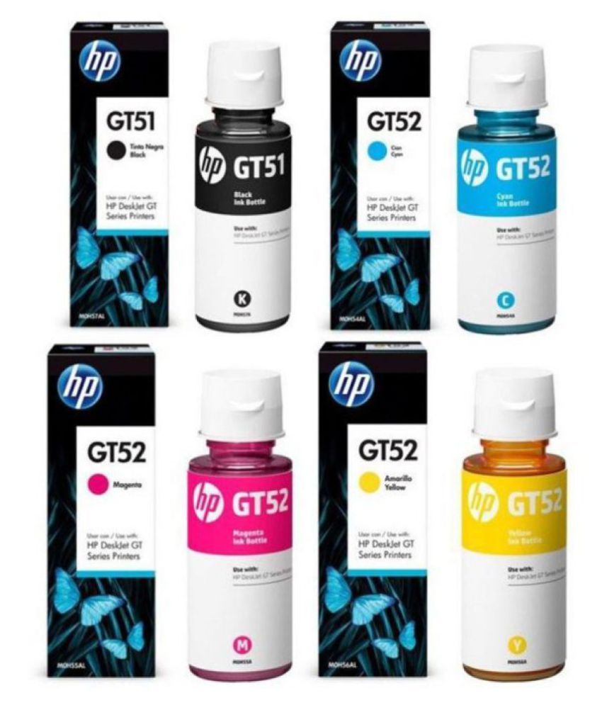 Cartridge Vista GT51 & 52 Refill Ink Multicolor Pack of 4 Ink bottle for HP Gt 5810, Gt 5811, Gt