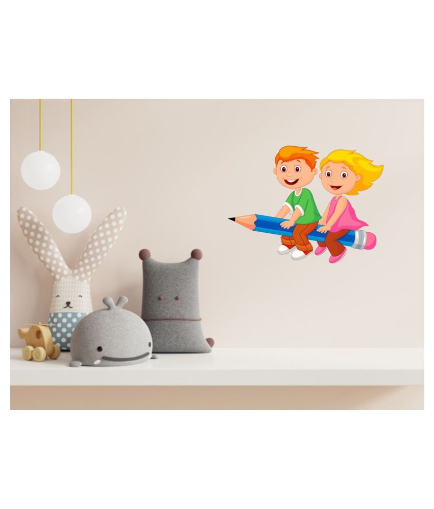 KUKU'S HOME DECOR babies flying on pencil Cartoon Characters 3D Sticker (  40 x 8 cms ) - Buy KUKU'S HOME DECOR babies flying on pencil Cartoon  Characters 3D Sticker ( 40