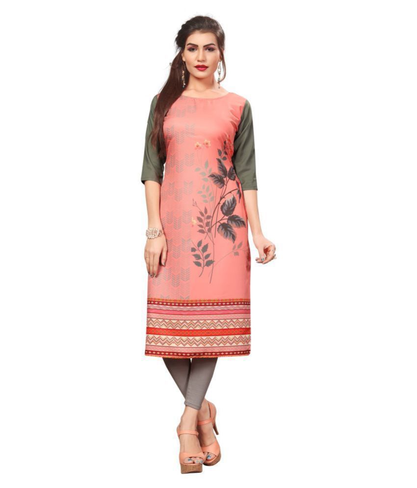     			HivaTrendz - Multicolor Crepe Women's Straight Kurti ( Pack of 1 )