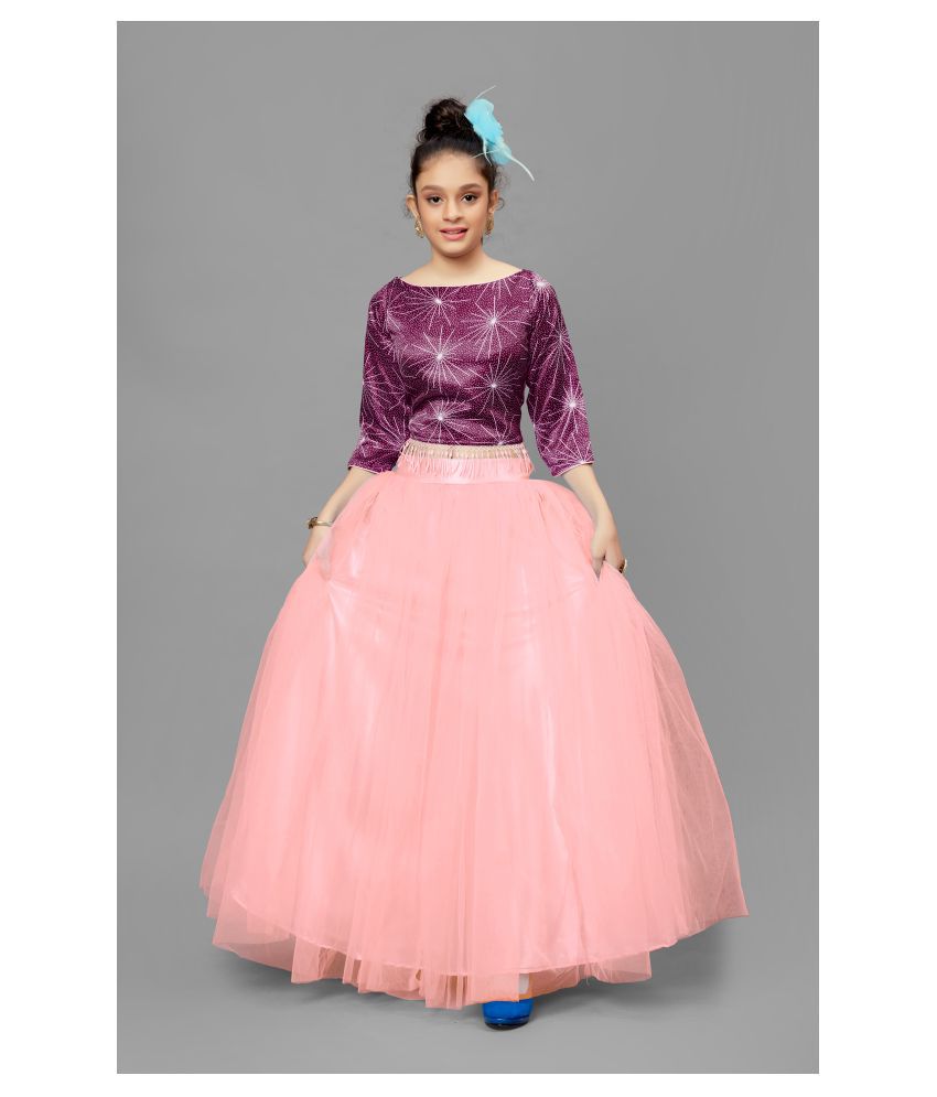 Mirrow Trade Girl’s Long Tulle Bridesmaid Skirt/Lehenga Choli