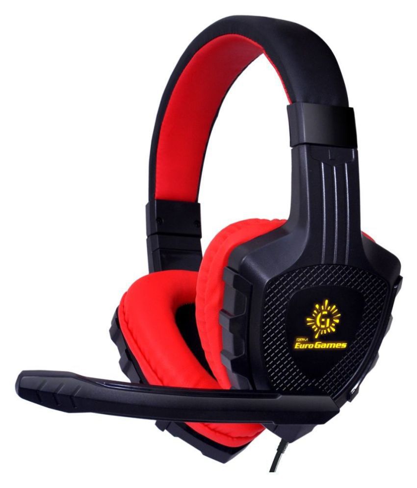 RPM Euro Games Gaming Headphone 4D Over Ear Headset with Mic Red