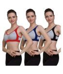 JB impex Blue,Black,Red Cotton Solid Sports Bra