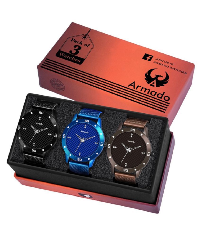     			ARMADO 5703 COMBO OF 3 NEW RUBBER STRAP ANALOGUE WATCHES FOR MEN AND BOYS