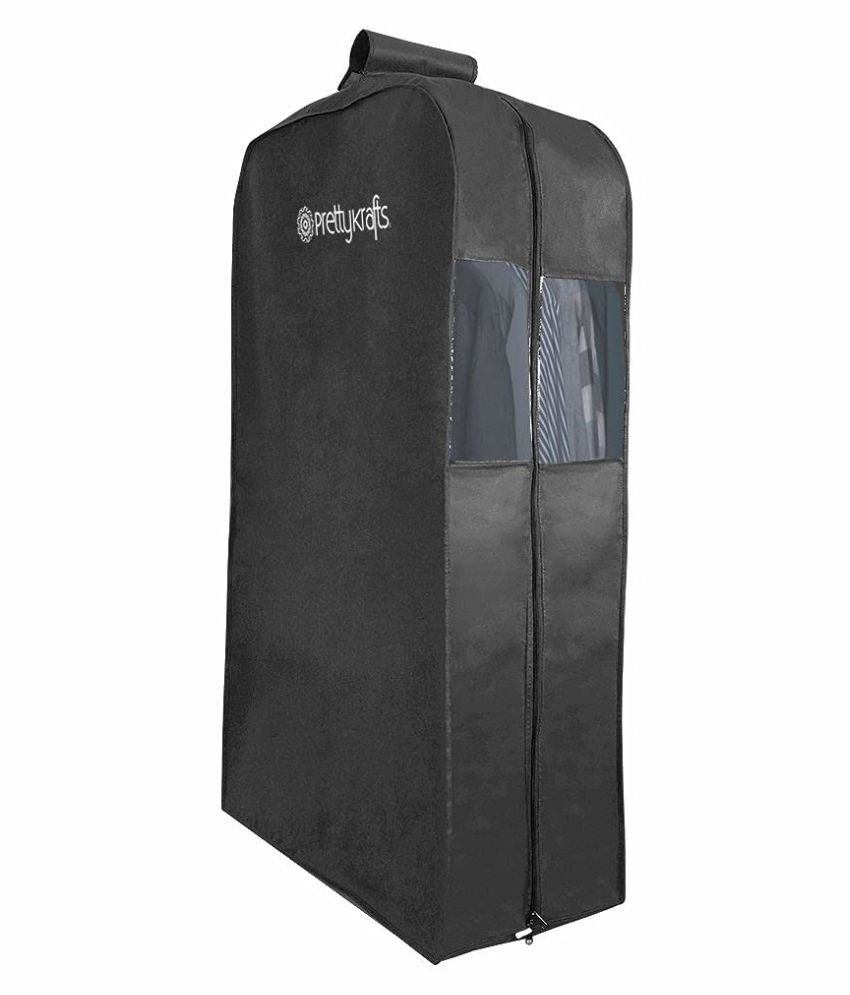     			PrettyKrafts Hanging Garment Bags for Storage – Suit Bag, Dress Shirt, Coat and Dress Cover with Window & Zipper, (Set of 1)Black