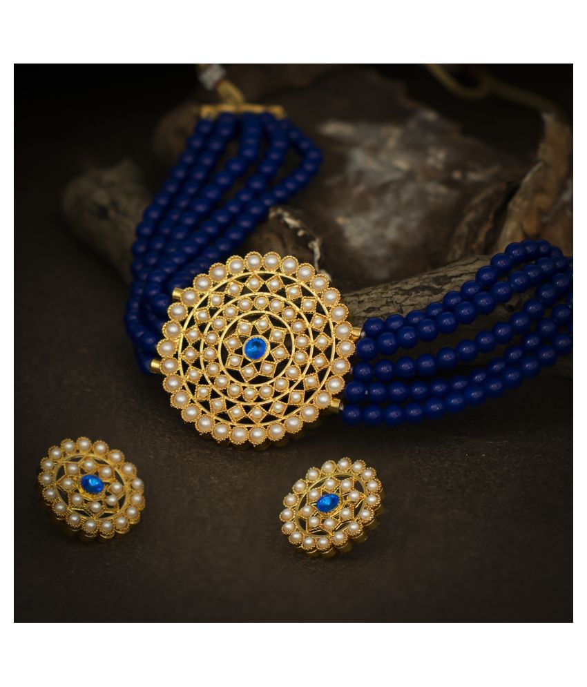     			Sukkhi Alloy Blue Traditional Necklaces Set Choker