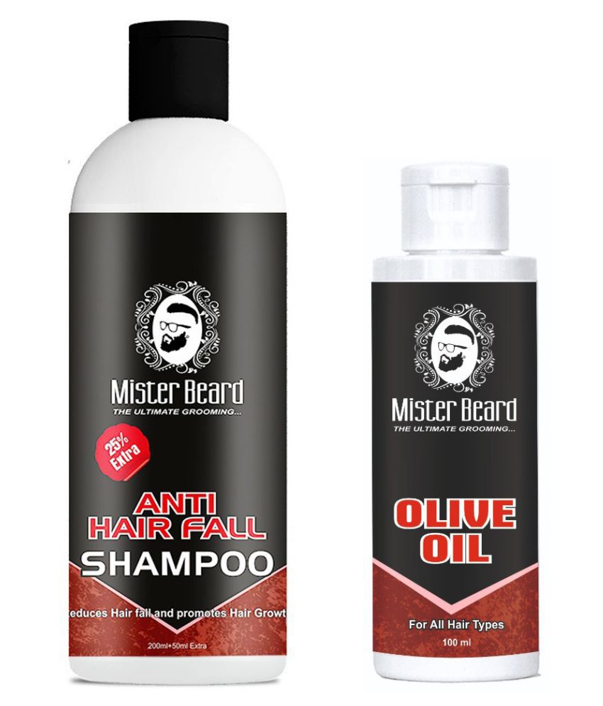 MISTER BEARD Anti Hairfall Shampoo And Olive Hair Oil 100 mL Pack of 2 Fliptop Plastic Jar