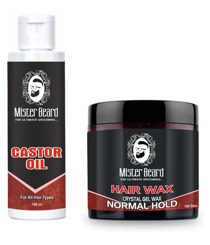 MISTER BEARD Hair Wax Normal Hold 100g And Castor Hair Oil 100 mL Pack of 2 Fliptop Plastic Jar