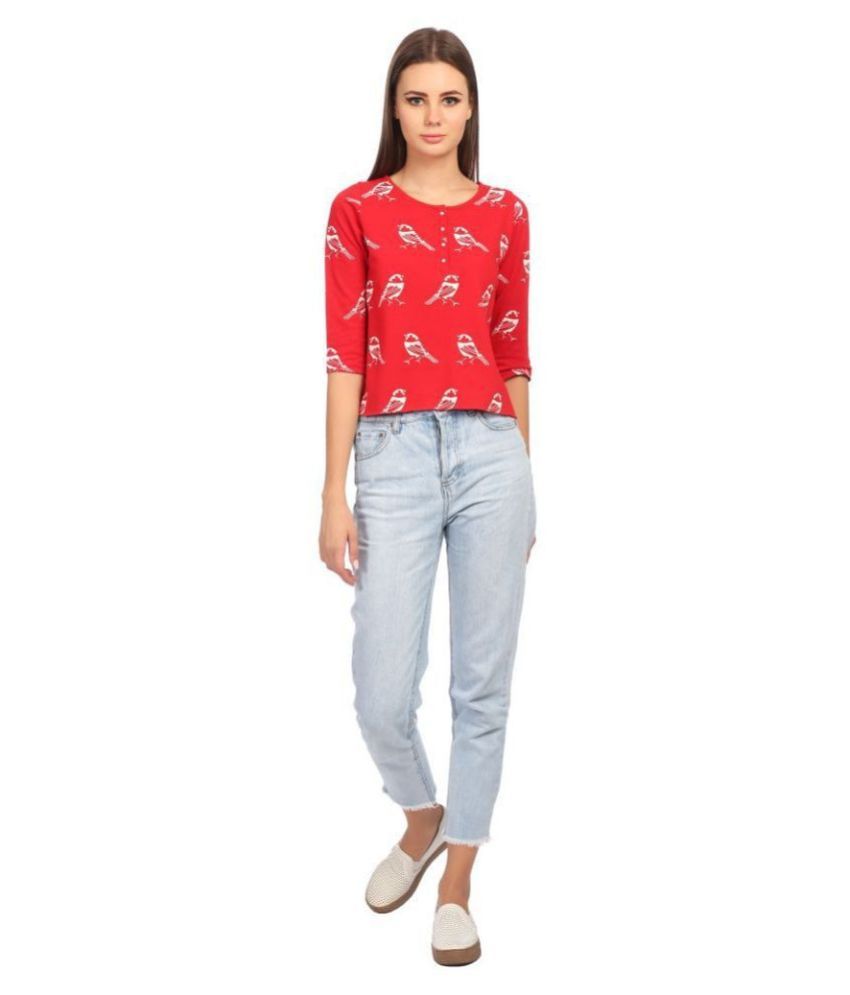 red cotton crop top