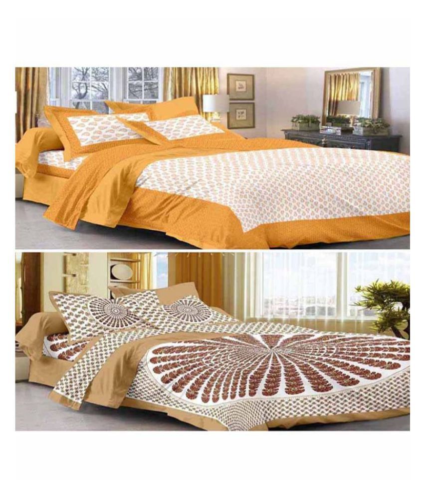     			Uniqchoice Cotton 2 Double Bedsheets with 4 Pillow Covers ( 240 cm x 215 cm )