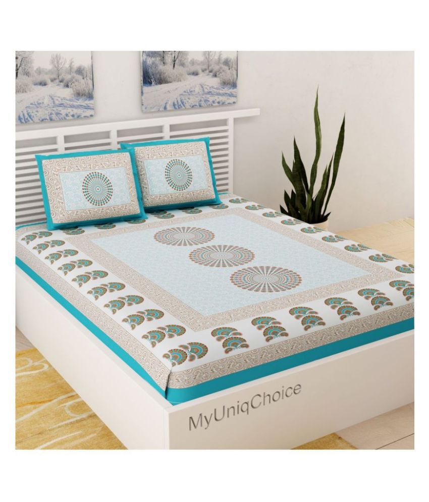    			Uniqchoice Cotton Double Bedsheet with 2 Pillow Covers ( 240 cm x 215 cm )