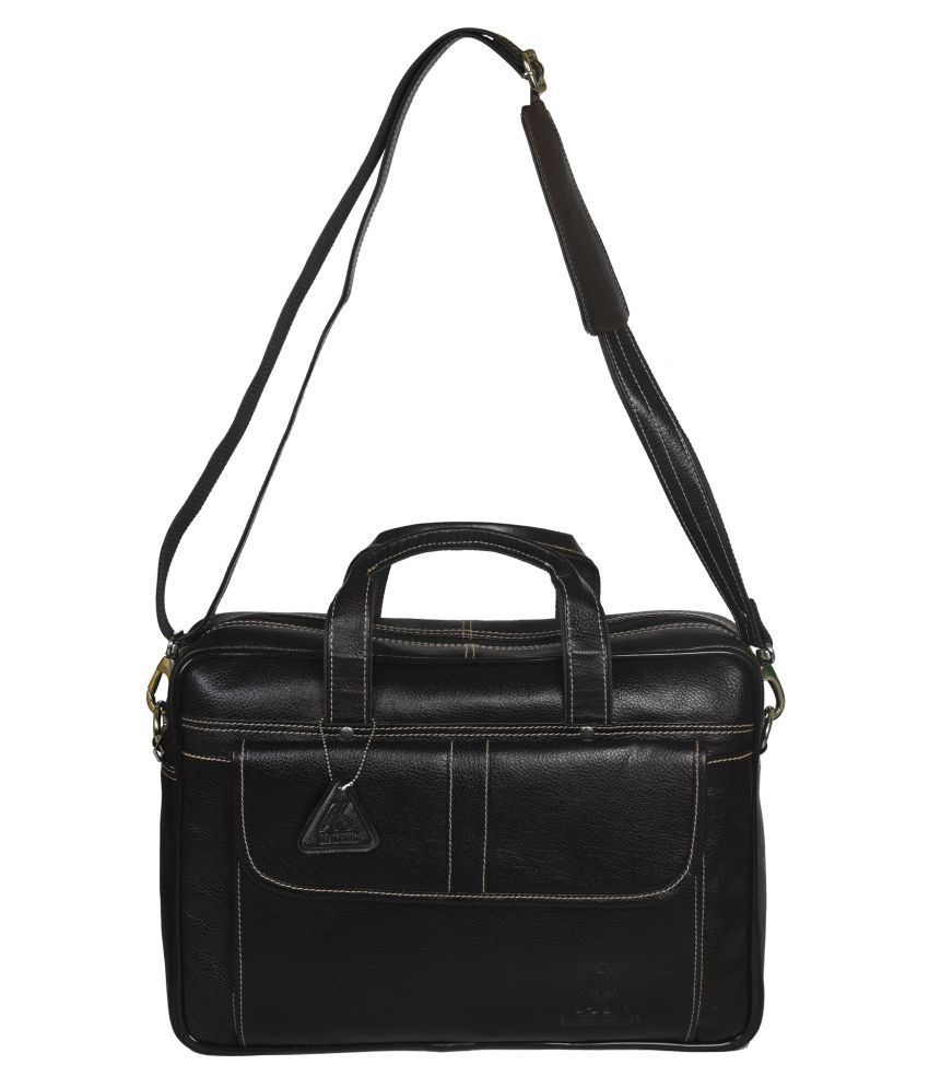 A.K.LEATHER 2038 C Black Leather Office Bag - Buy A.K.LEATHER 2038 C ...