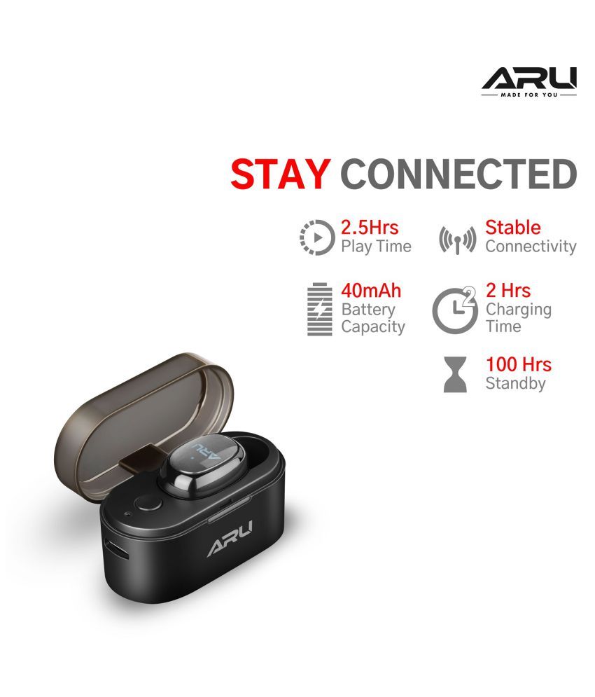 ARU AEP1122 Wireless Monopod EarBuds With Mic Bluetooth Headset