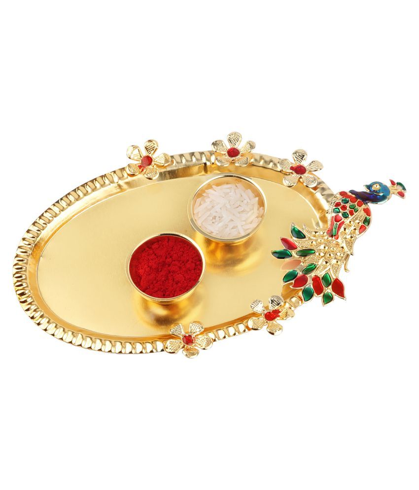 Stylish Look "KRISHNA JI " Pendant Rakhi with Kankawati Pooja Thali