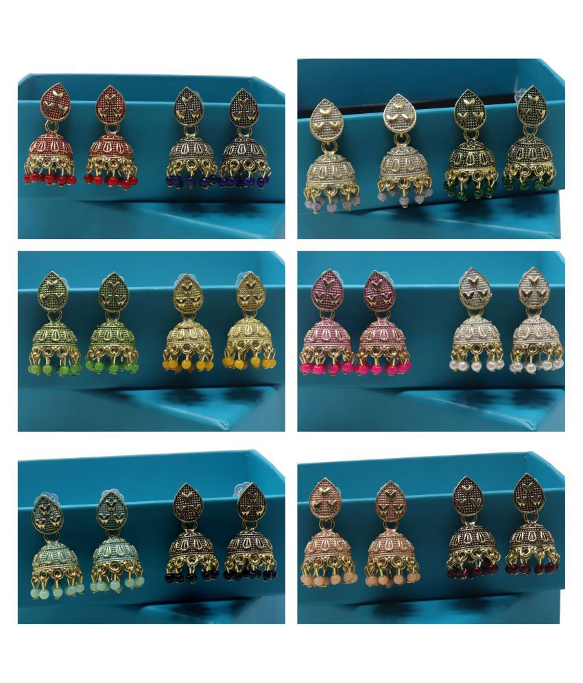     			Happy Stoning Exclusive 12 pairs of Jhumki Earrings