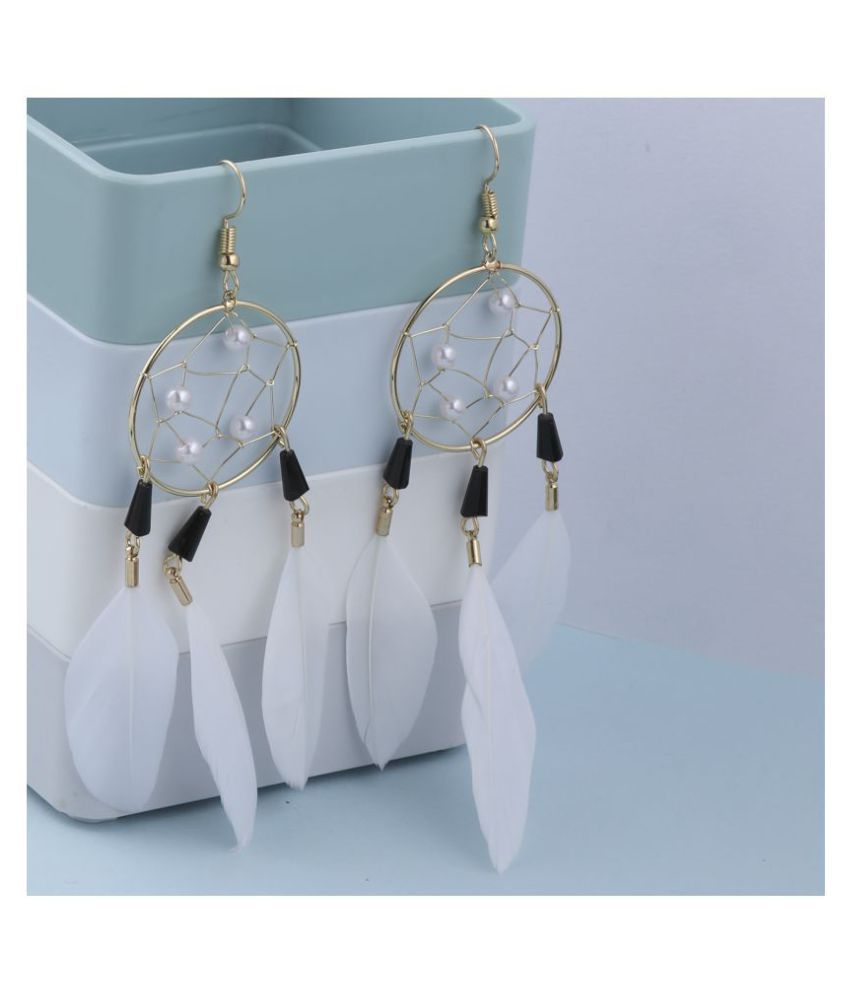     			Silver Shine - White Drop Earrings ( Pack of 1 )