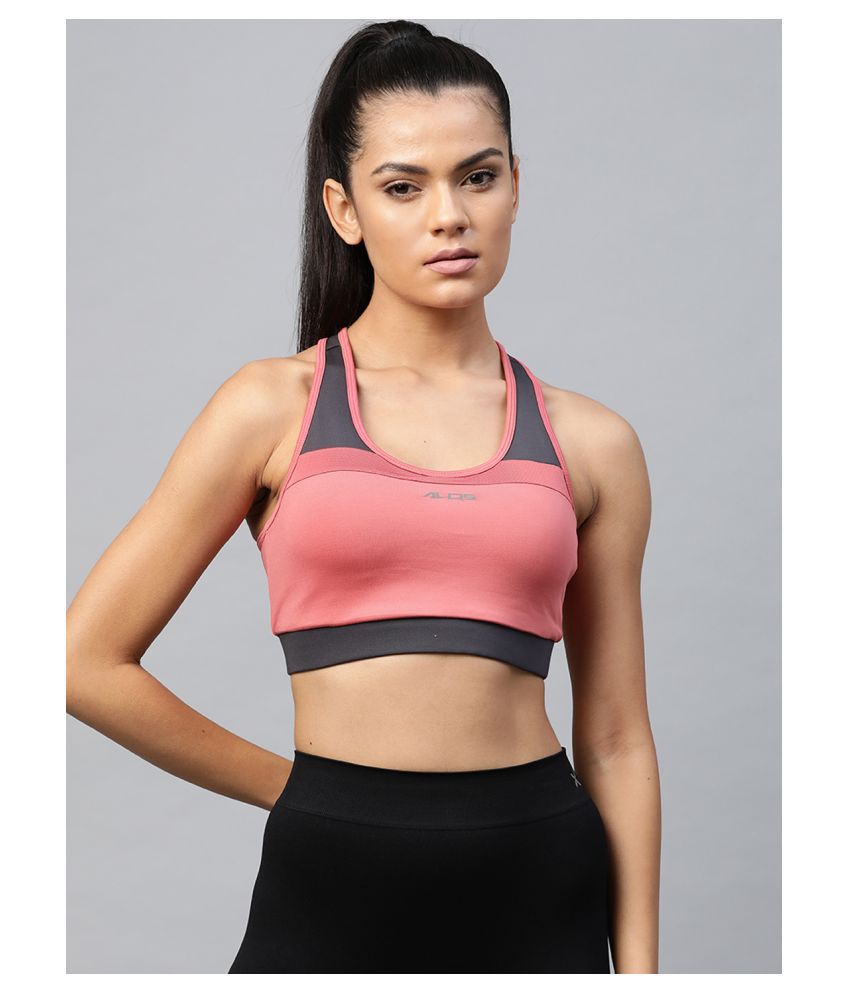     			Alcis Pink Polyester Color Blocking Sports Bra