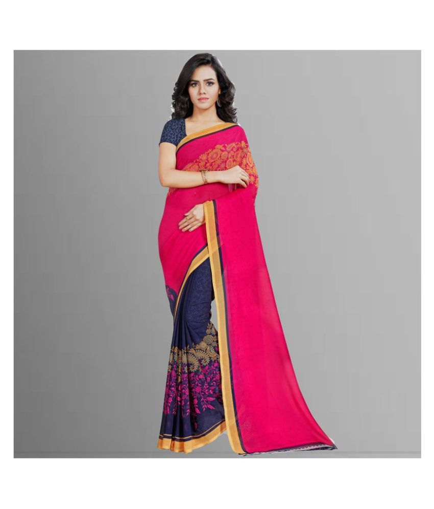     			ANAND SAREES Pink Georgette Saree