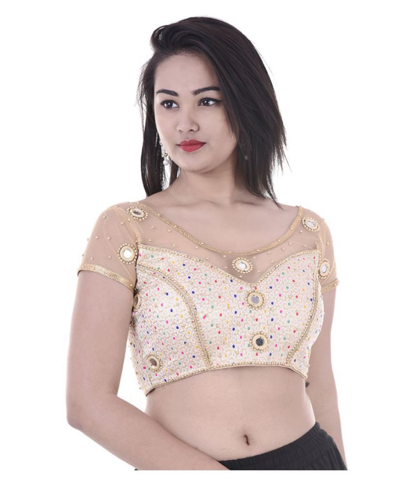 Raj Off White Net Readymade with Pad Blouse