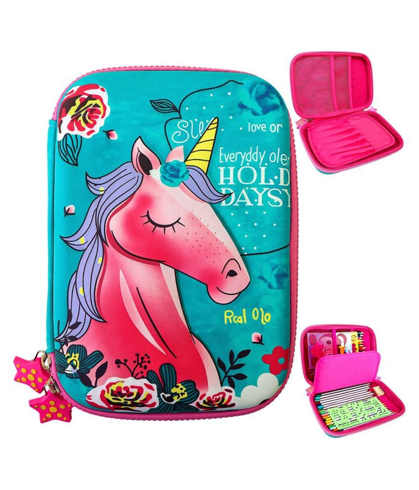     			Unicorn Hardtop EVA Pencil Pouch Case with Compartments Stationery Box for Kids (Large Capacity, Multicolour)
