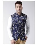 Hangup Blue Cotton Blend Nehru Jacket