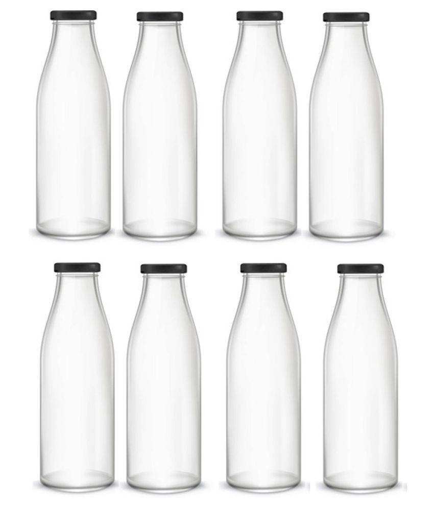     			Afast Glass Water Bottle, Transparent, Pack Of 8, 500 ml
