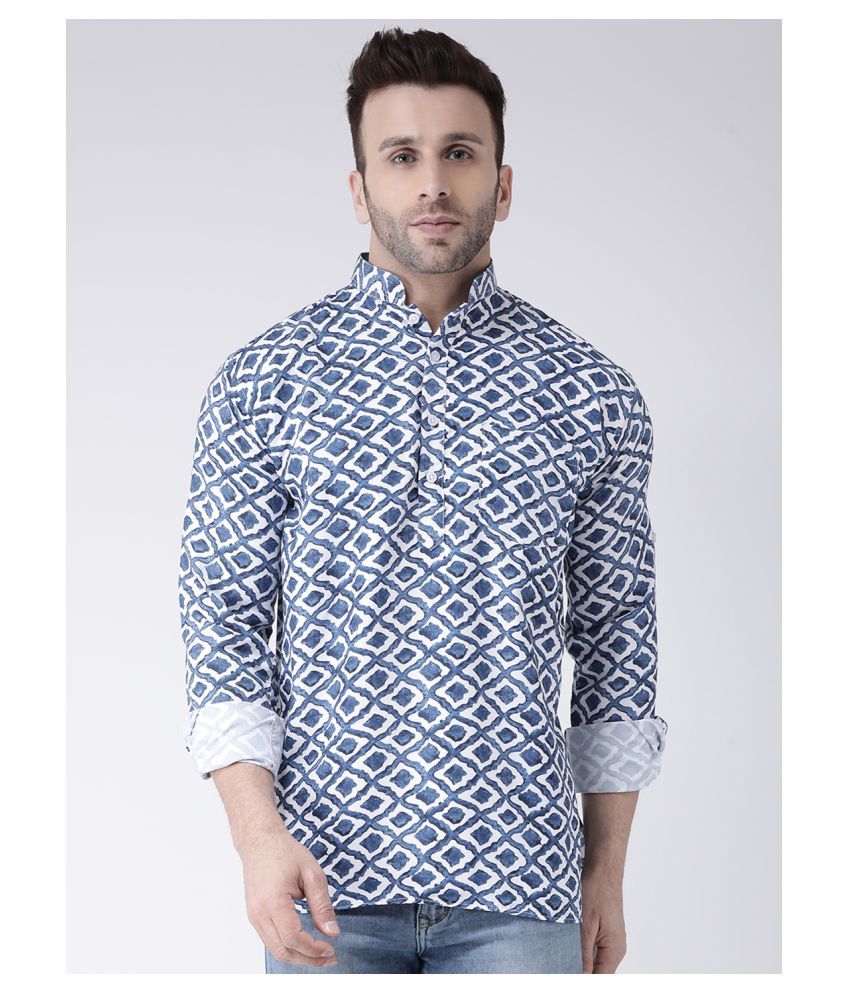     			Hangup Blue Cotton Kurta