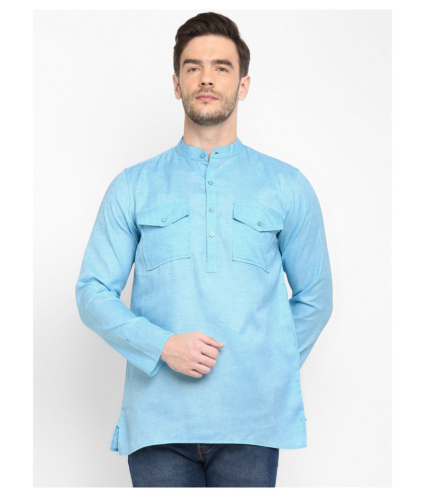     			Hangup - Blue Cotton Men's Shirt Style Kurta ( Pack of 1 )