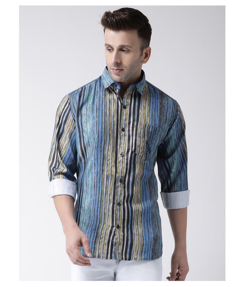     			Hangup Cotton Blend Blue Shirt