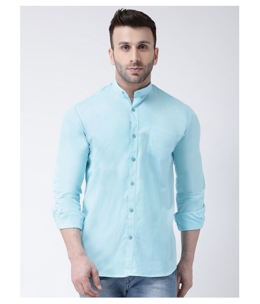     			Hangup Cotton Blend Blue Shirt