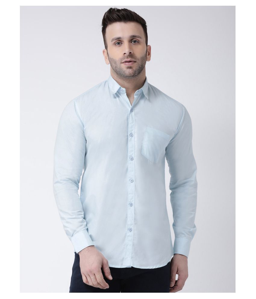     			Hangup Cotton Blend Blue Shirt