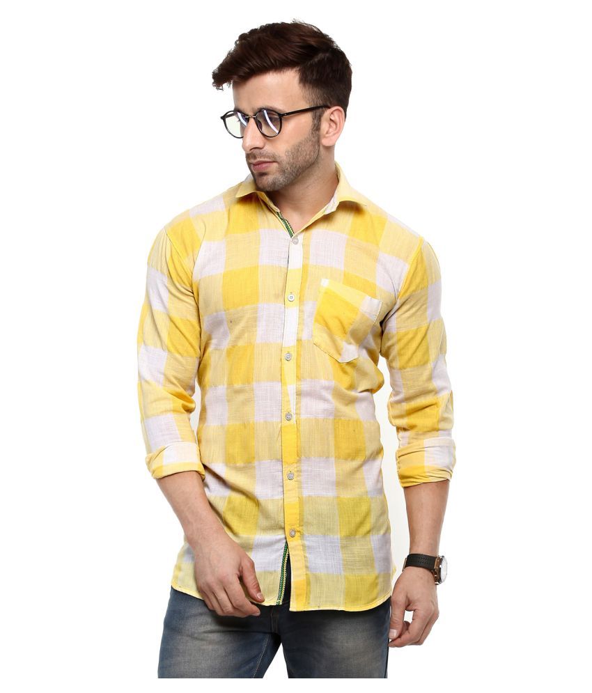     			Hangup Cotton Blend Yellow Shirt